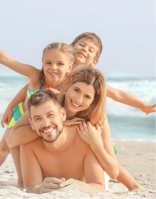 Family on vacation by the sea